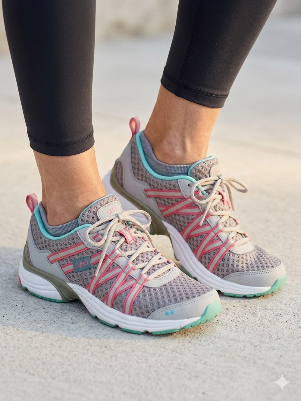 Ryka Gray Pink and Teal Women's Athletic Walking Shoes